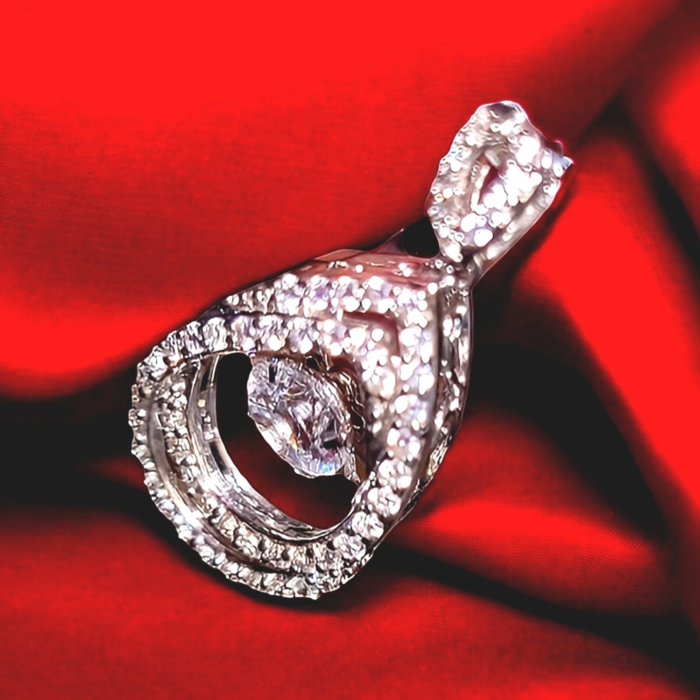 Dancing 925SS | CZ Diamond Teardrop Pendant on 925 Sterling Silver Chain | NWT - Picture 7 of 7